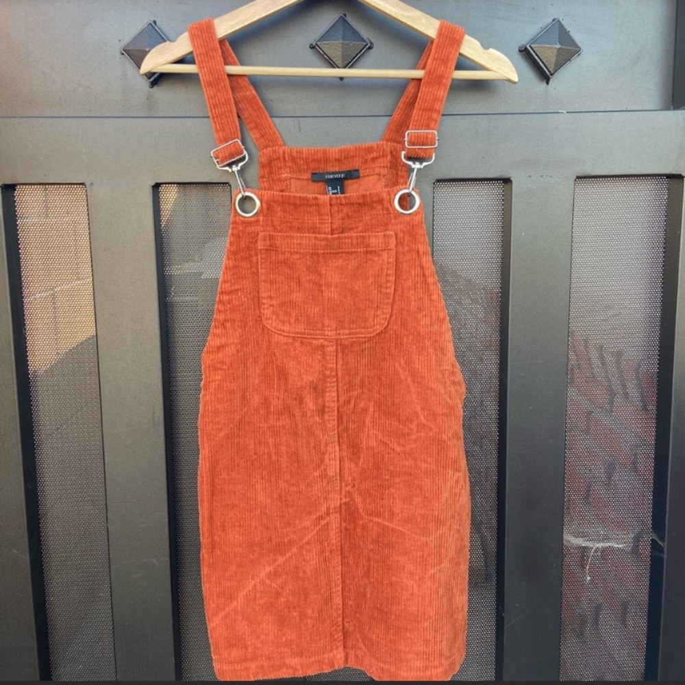NWOT DARK ORANGE OVERALL DRESS